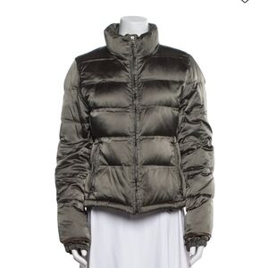 Prada Silver/ Gun Metal Grey Puffer Jacket